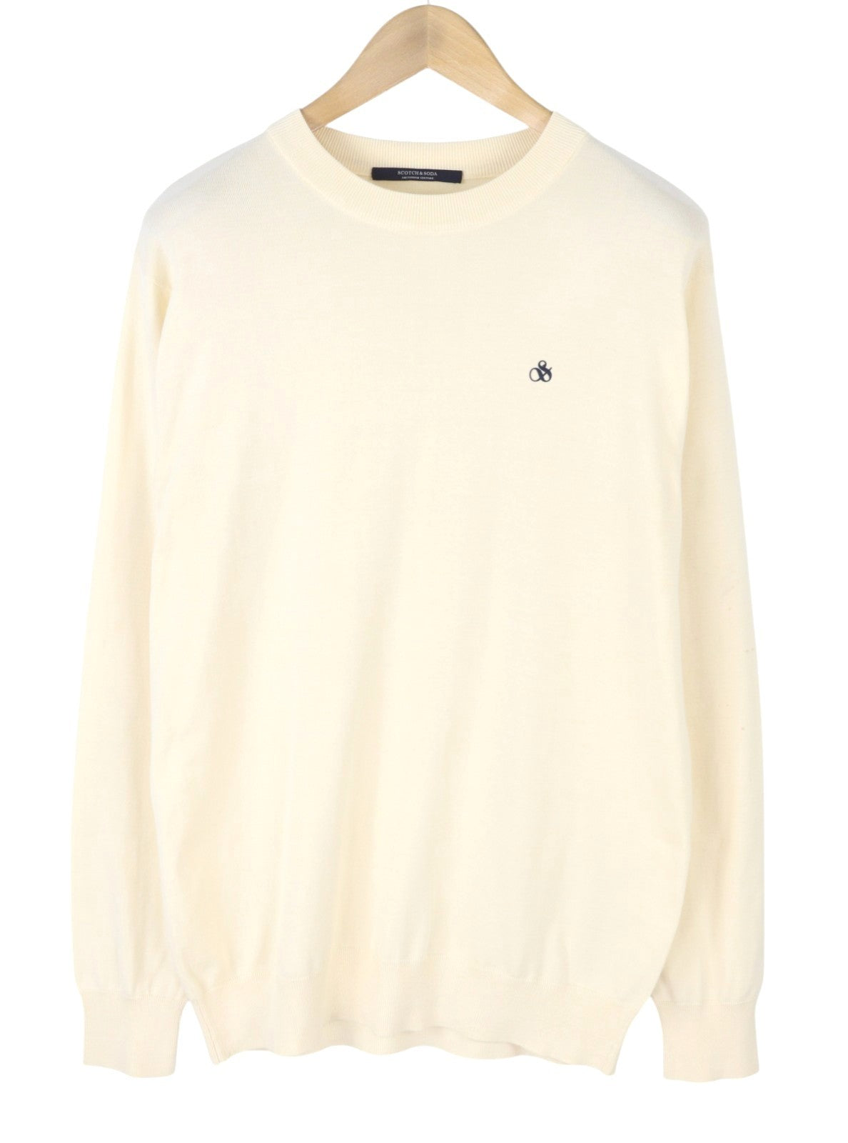 SCOTCH & SODA Men Jumper M Light Beige Tight Knit Crew Neck Pull On