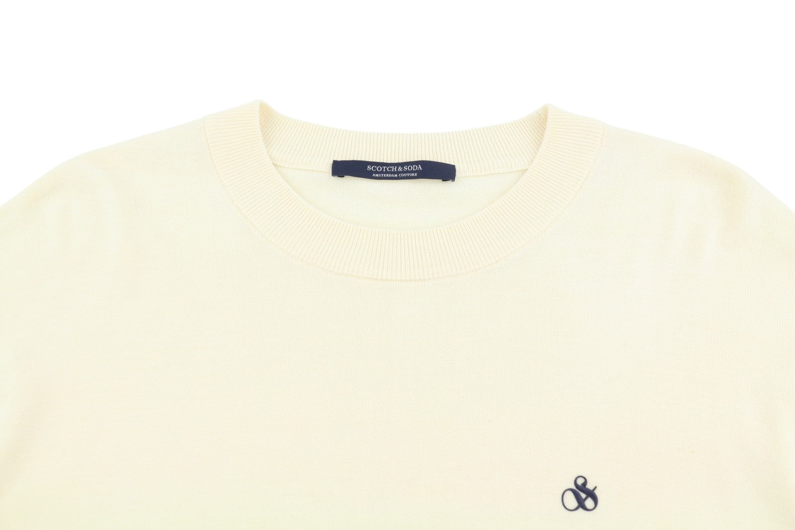SCOTCH & SODA Men Jumper M Light Beige Tight Knit Crew Neck Pull On