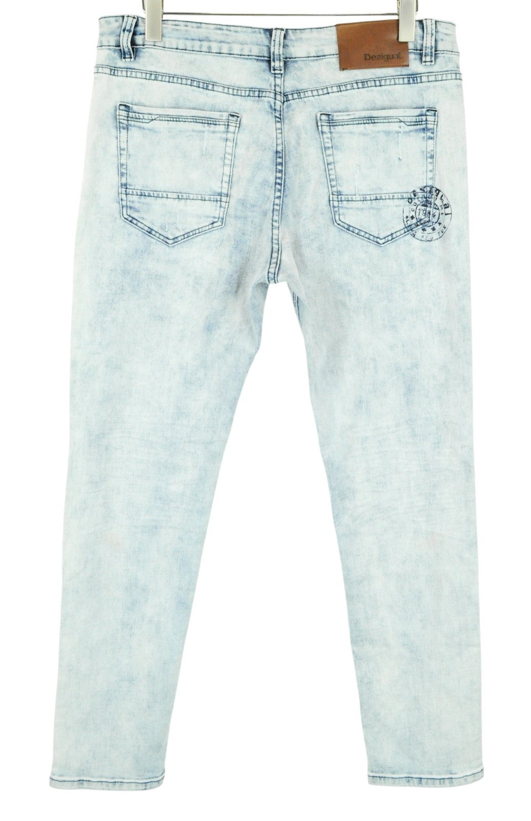 DESIGUAL Jogger Men Jeans UK16 Slim Cotton Blend Stretch Washed Light Blue