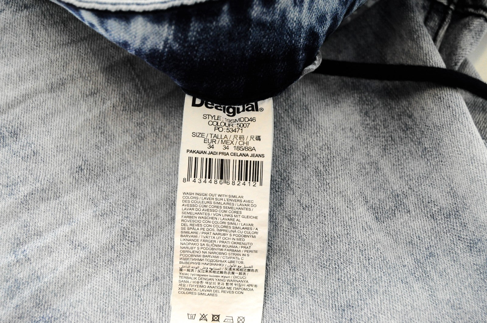 DESIGUAL Jogger Men Jeans UK16 Slim Cotton Blend Stretch Washed Light Blue