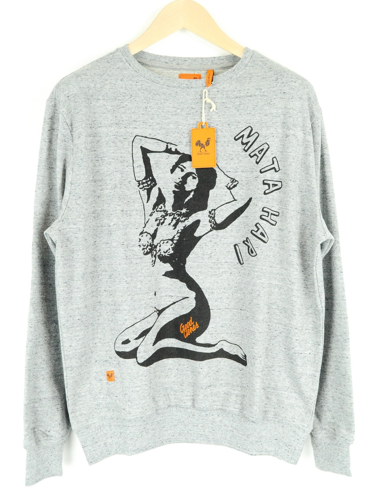GOOD GENES Men Sweatshirt L Grey Cotton Blend Long Sleeve Matahari Logo Pull On