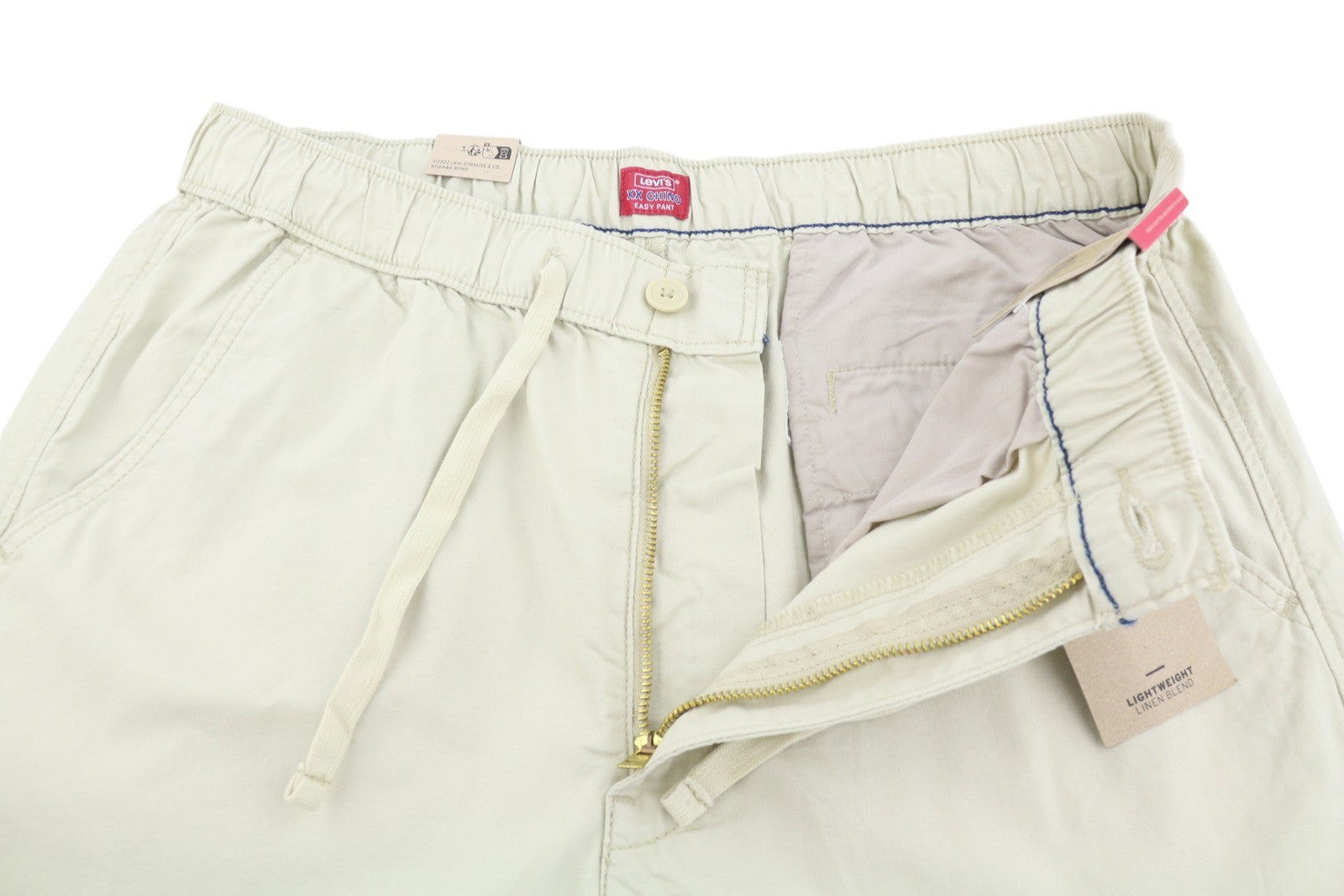 LEVI'S XX Chino Men Trousers L Beige Linen Blend Relaxed Tapered Fit Lightweight