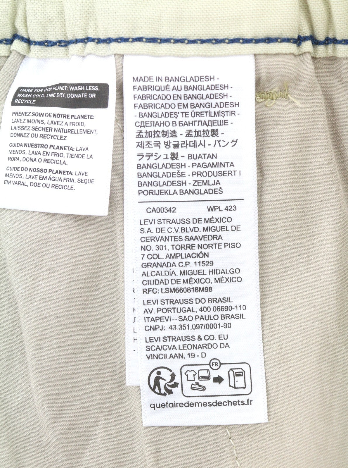 LEVI'S XX Chino Men Trousers L Beige Linen Blend Relaxed Tapered Fit Lightweight