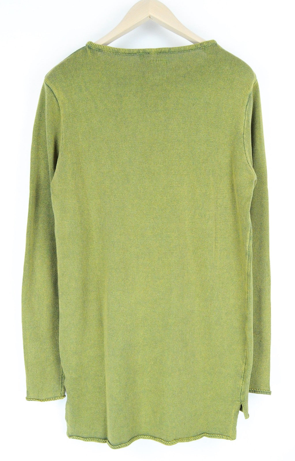 GOOD GENES Men Jumper S Green Pure Cotton Knitted Logo Long Sleeve Sweater