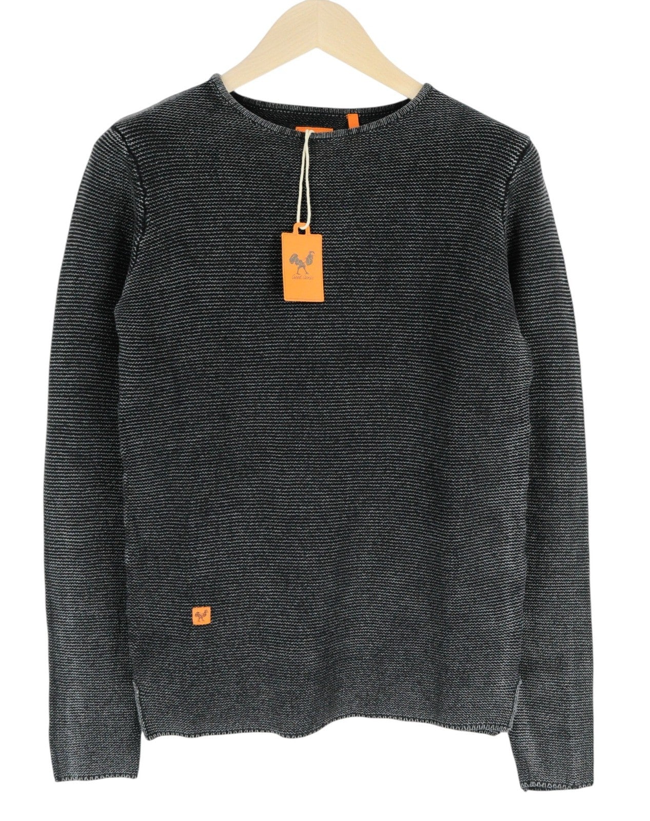 GOOD GENES Men Jumper M Long Sleeved Knitted Black Pure Cotton Pull On Sweater