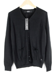 REPLAY Men Jumper M Casual Black Wool Blend Knitted Long Sleeved Cardigan