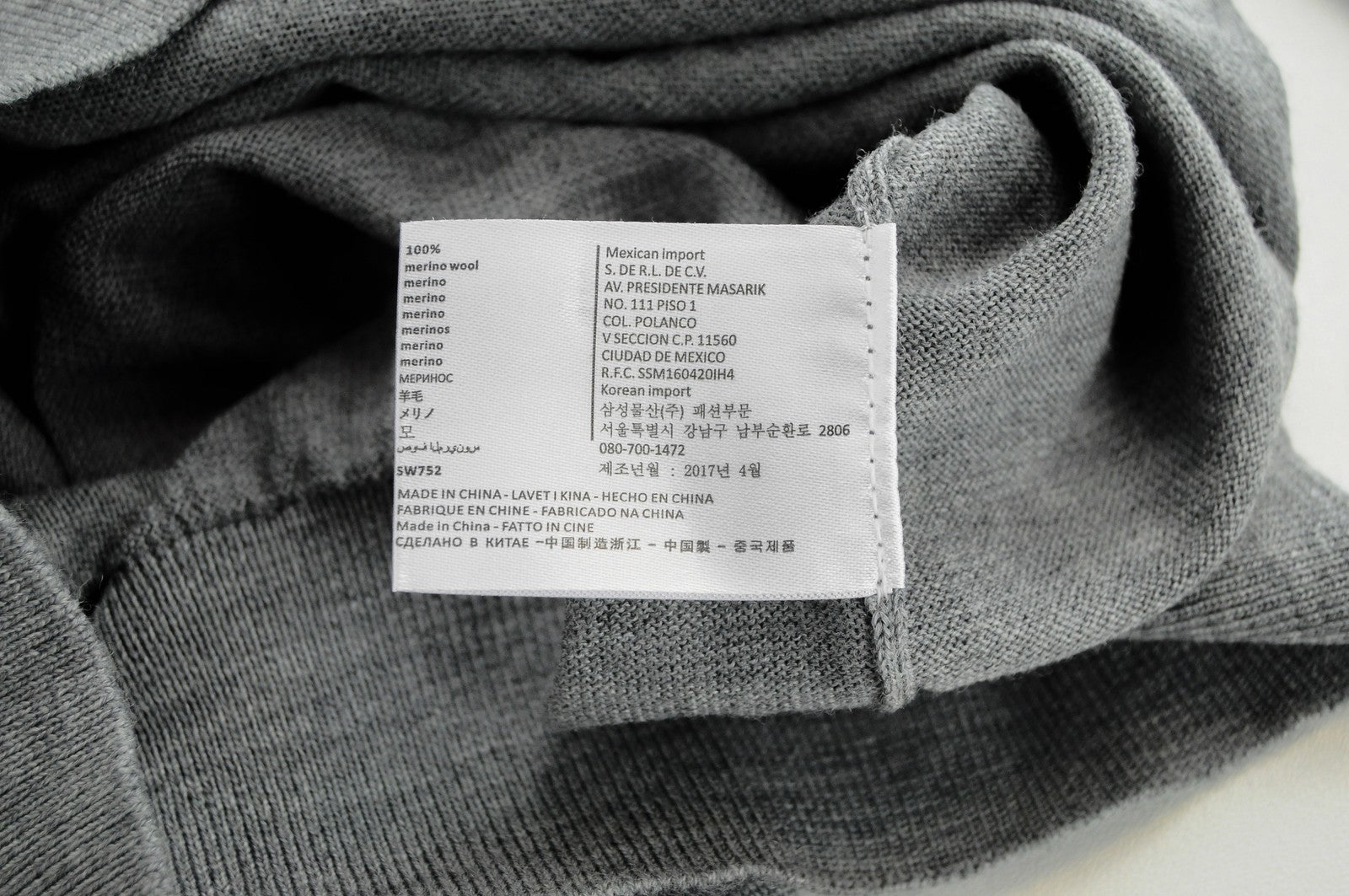 SUITSUPPLY Men Jumper S Long Sleeve Grey Merino Wool Knitted V-Neck Sweater