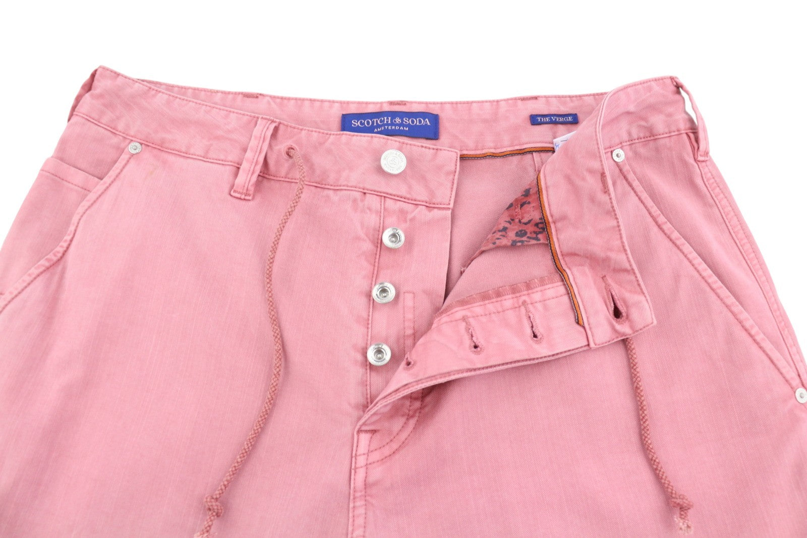 SCOTCH & SODA The Verge Men Trousers W32/L32 Pink Garment Dyed Buttoned Cargo