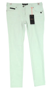 MAISON SCOTCH Women Trousers W29 Pastel Mint Green Slim Fit Cotton Stretch