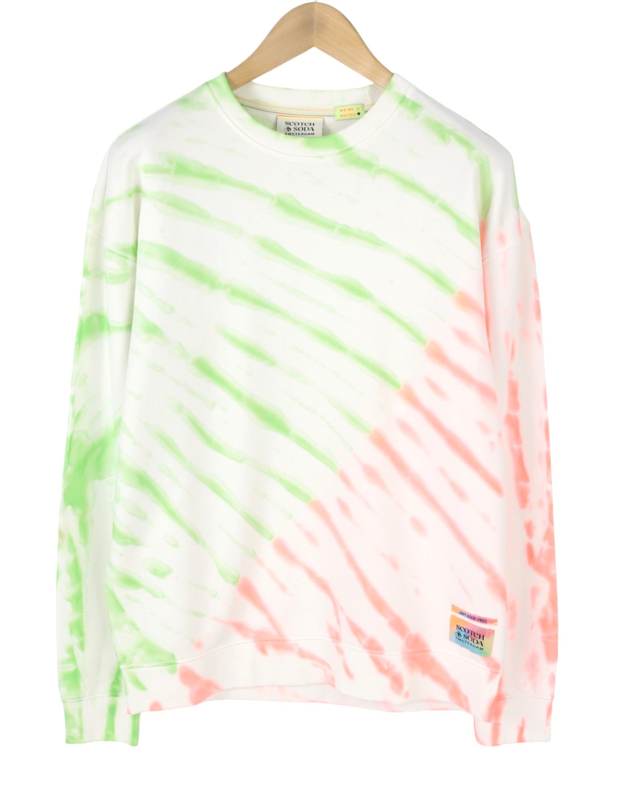 SCOTCH & SODA Men Sweatshirt L White Patterned Crew Neck Long Sleeve Pull On
