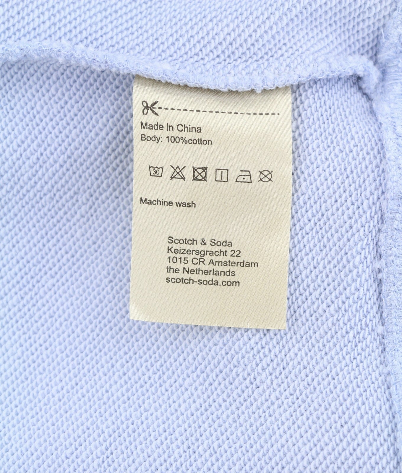 SCOTCH & SODA Men Sweatshirt L Light Blue Crew Neck Long Sleeve Pull On