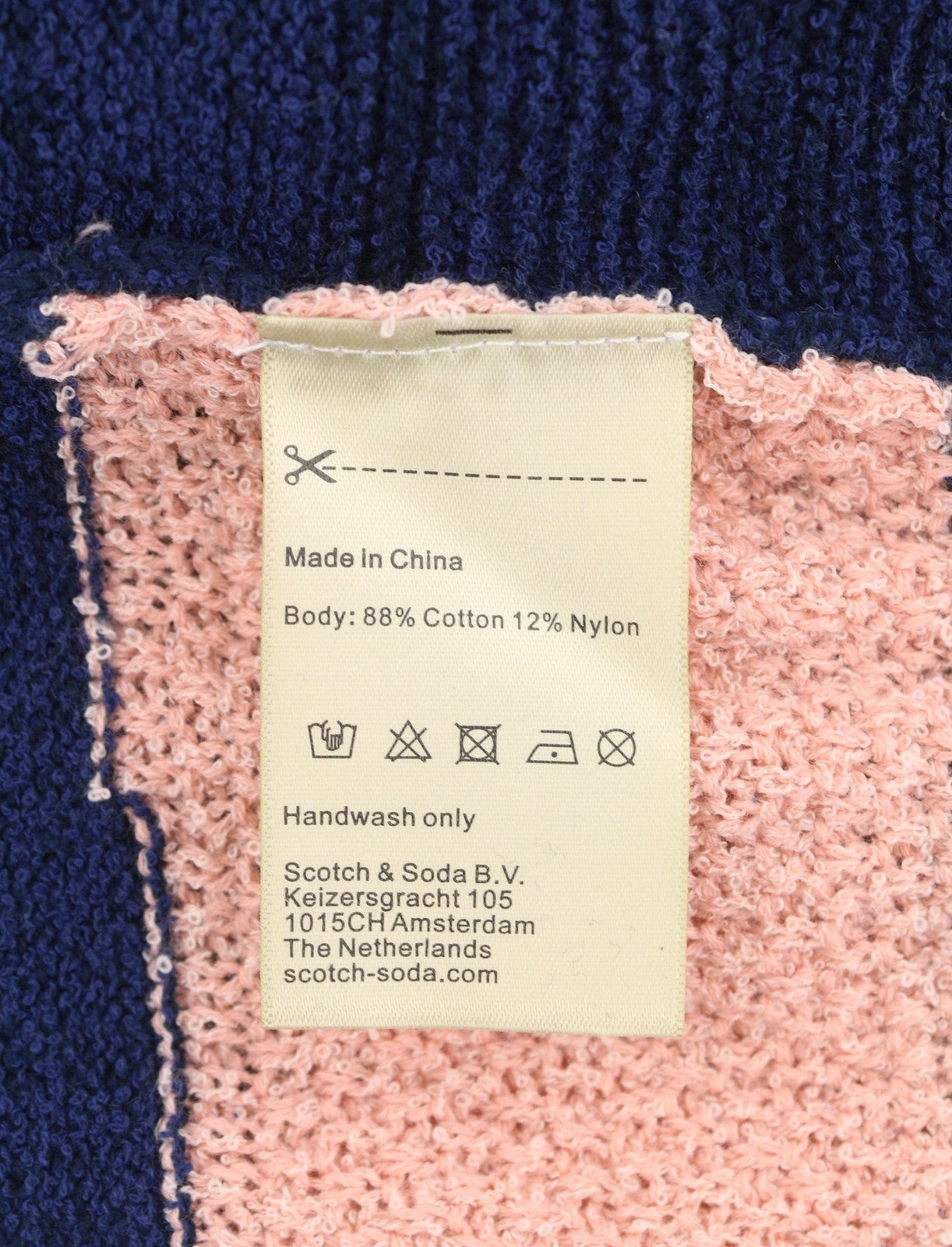 SCOTCH & SODA Men Jumper L Dark Blue Patterned Tight Knit V-Neck Pull On