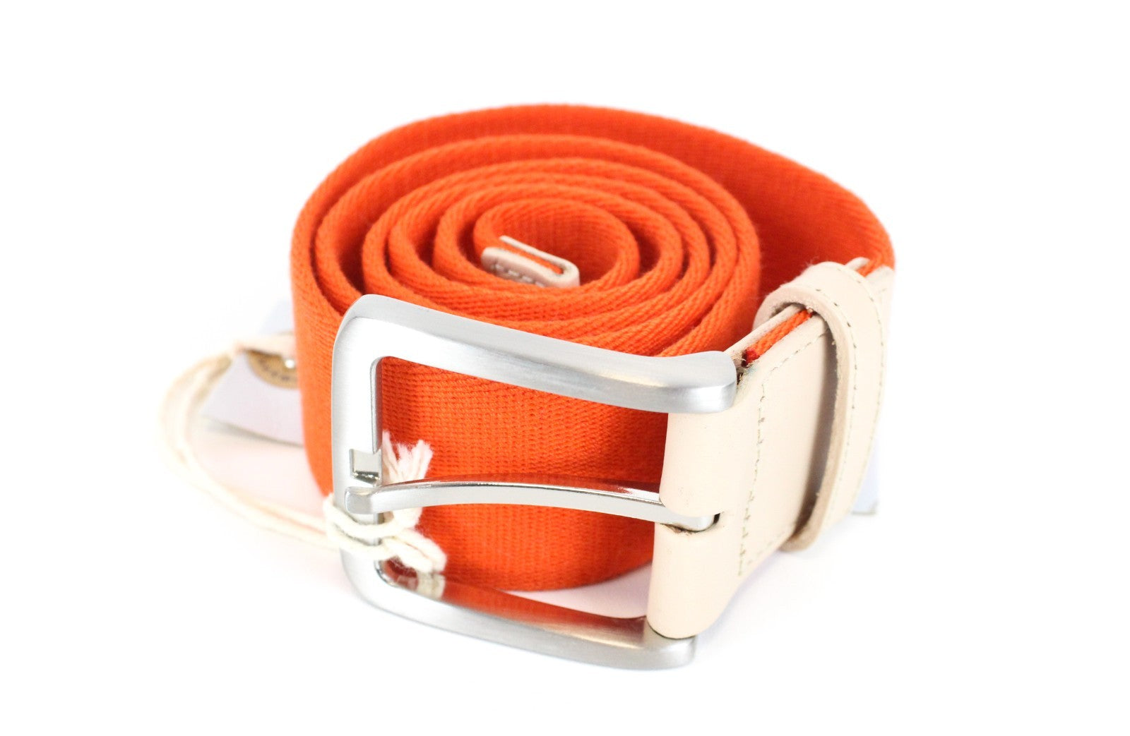 HARMONT & BLAINE Men Belt 105 cm Orange Beige Leather Detailed Squared-End