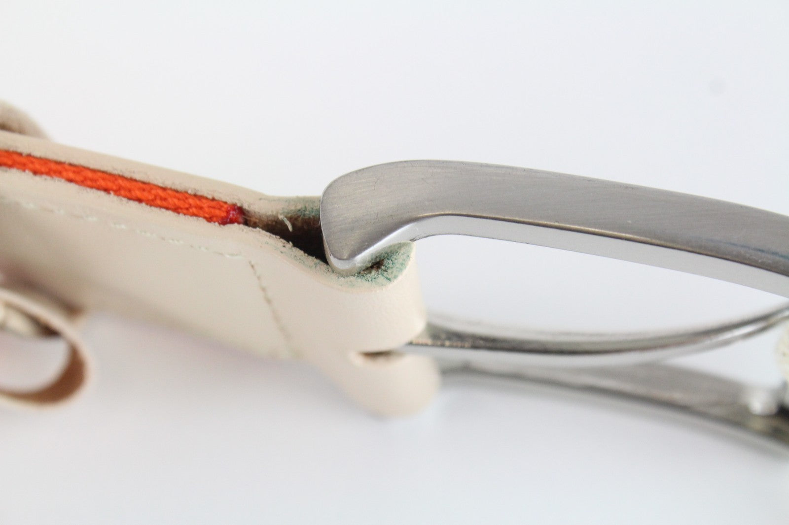 HARMONT & BLAINE Men Belt 105 cm Orange Beige Leather Detailed Squared-End
