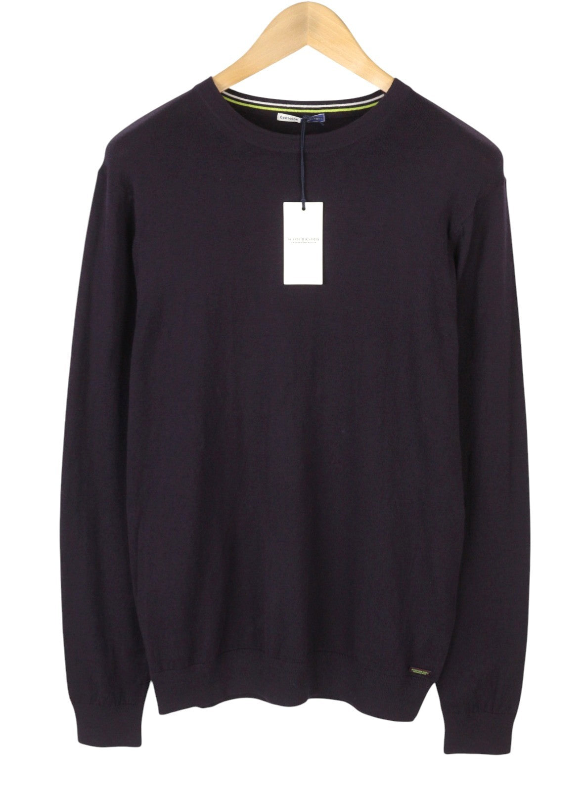 SCOTCH & SODA Men Jumper M Dark Purple Tight Knit Crew Neck Pull On