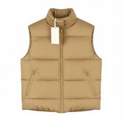 YAS Roberta Padded Women Waistcoat M Brown Quilted High Neck Zip Vest