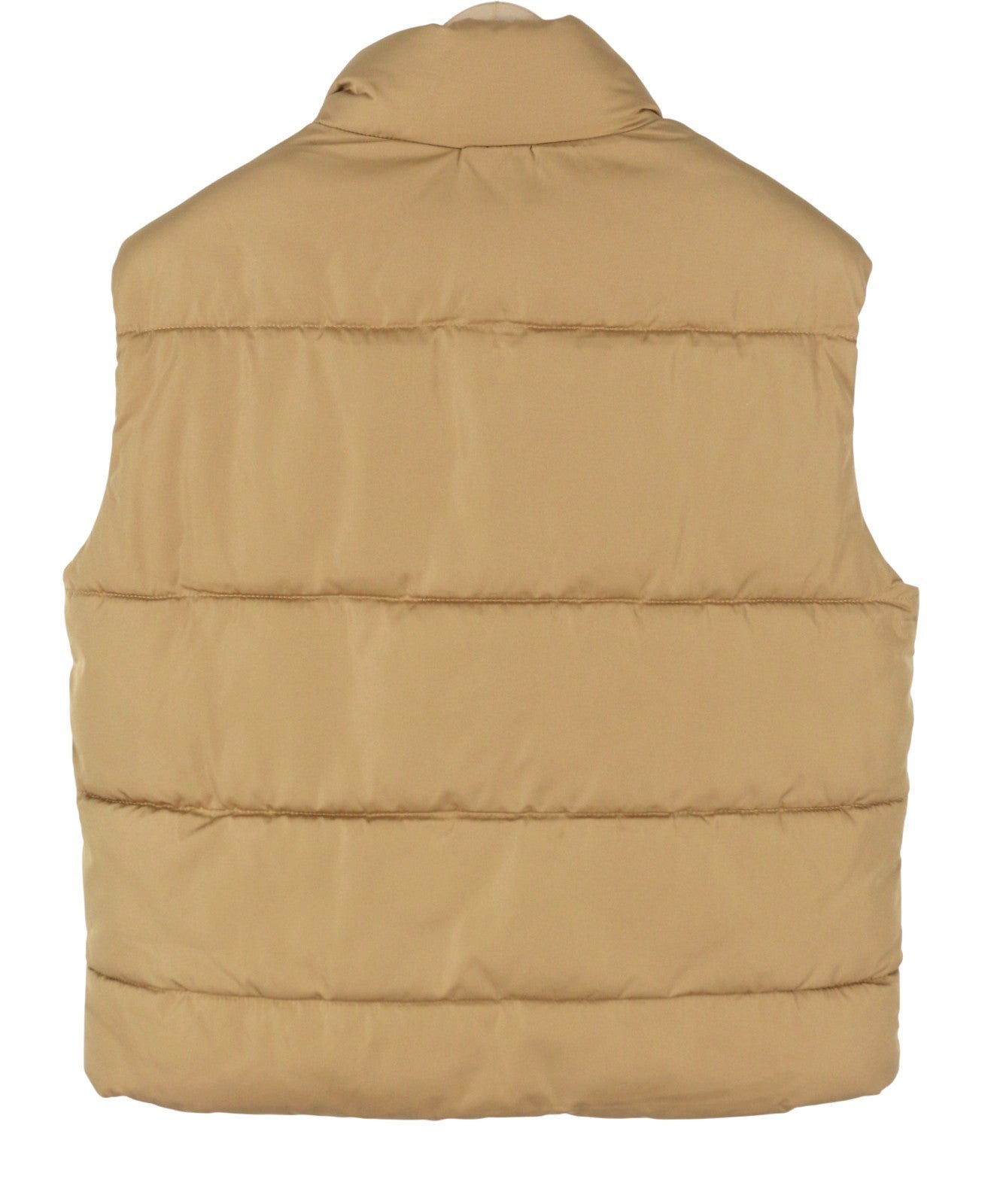 YAS Roberta Padded Women Waistcoat M Brown Quilted High Neck Zip Vest
