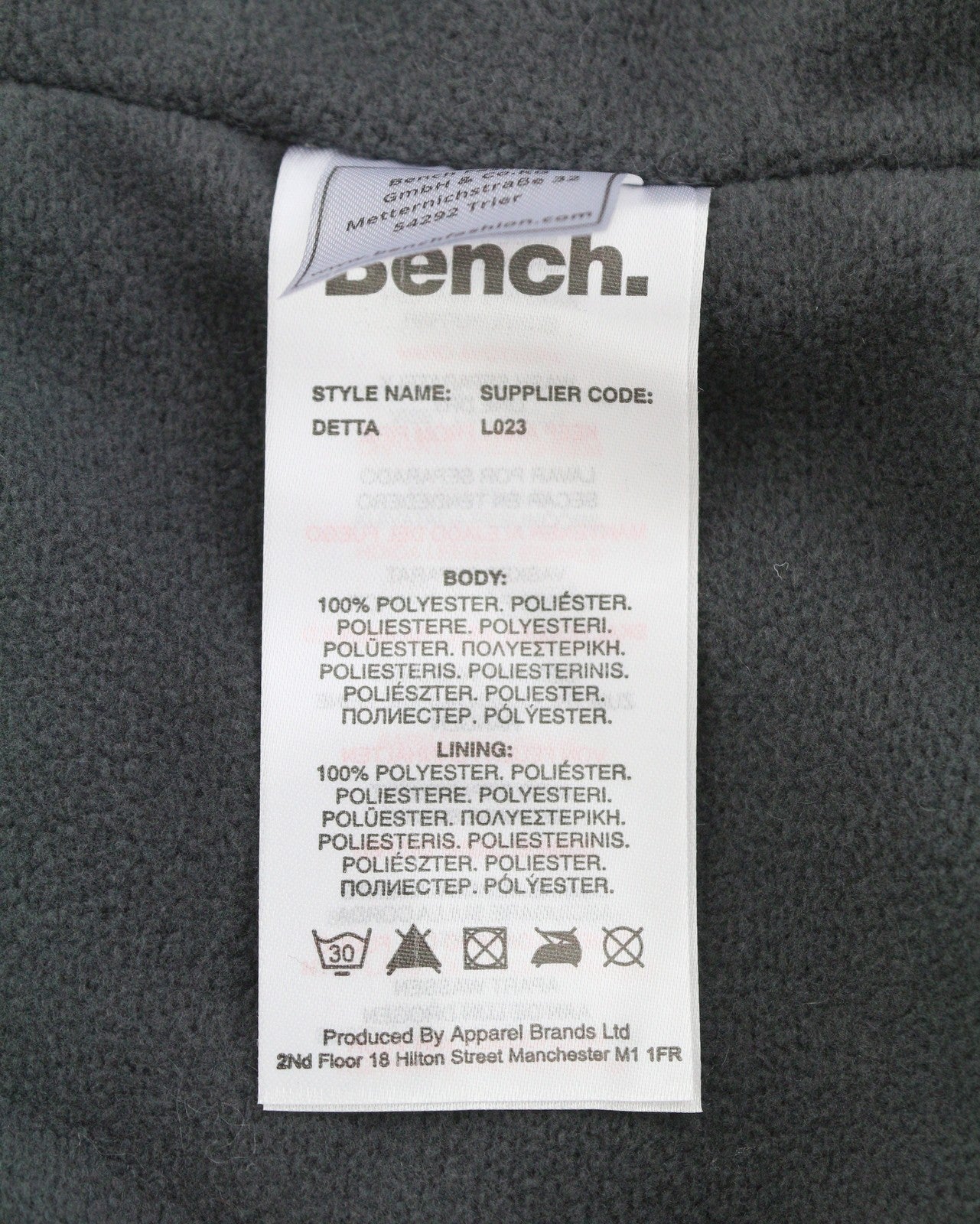 BENCH Detta Men Jacket XL Grey Quilted Hooded Zip Sherpa Lined Coat