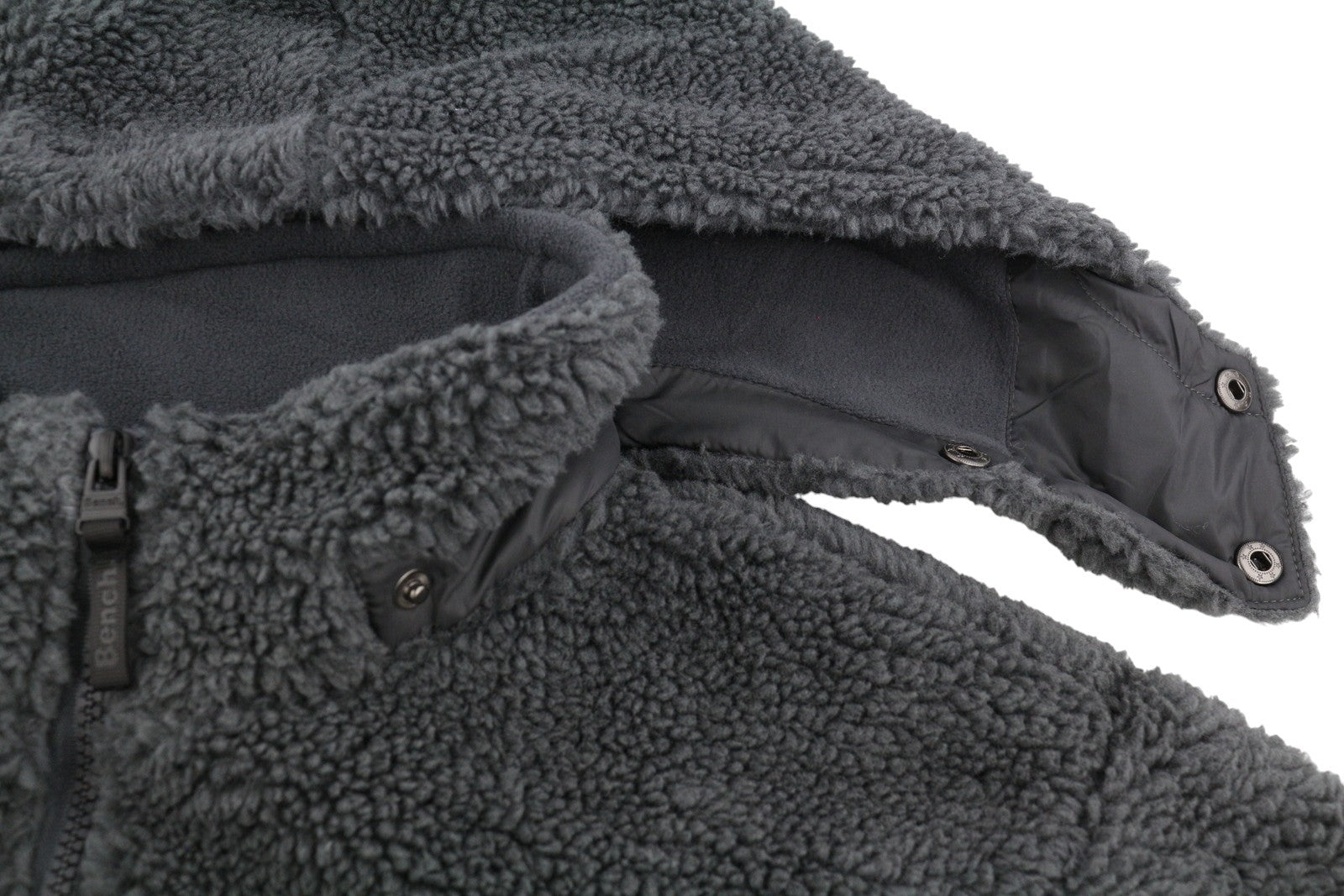 BENCH Detta Men Jacket XL Grey Quilted Hooded Zip Sherpa Lined Coat