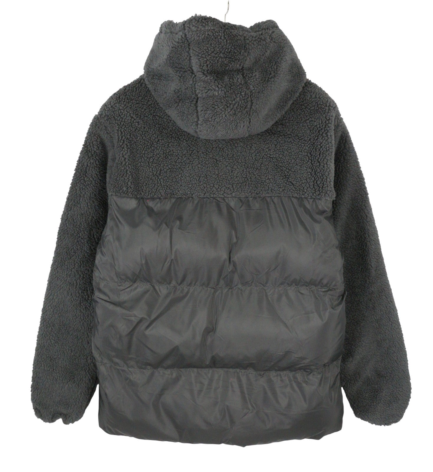 BENCH Detta Men Jacket XL Grey Quilted Hooded Zip Sherpa Lined Coat