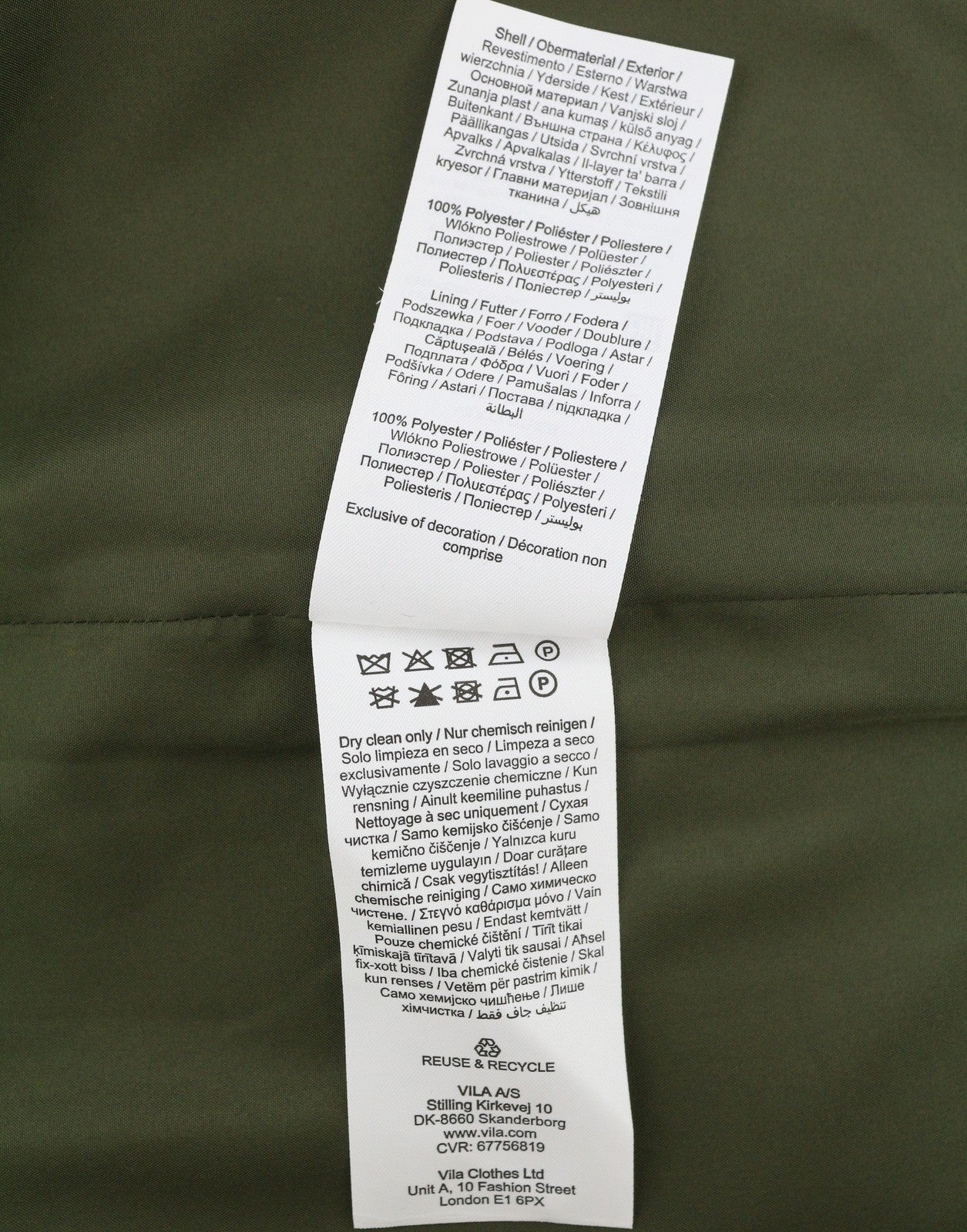 VILA Jully Women Coat EU36 Green Notch Lapel Button Closure Mid Length