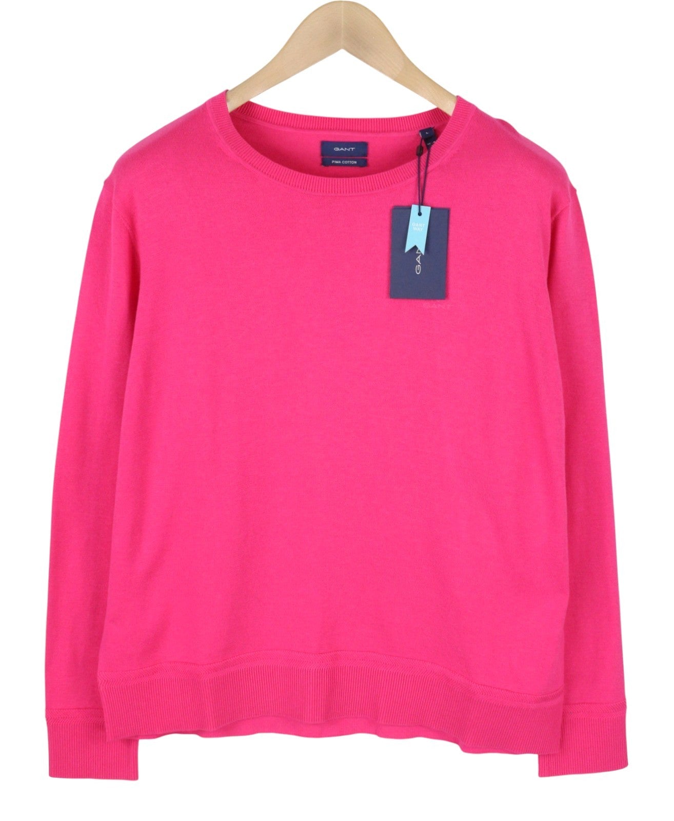 GANT Light Cotton C Neck Women Jumper L Cabaret Pink Pima Knit Pull On