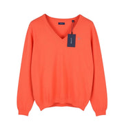 GANT Cotton V Neck Women Jumper XL Strong Coral Tight Knit Pull On