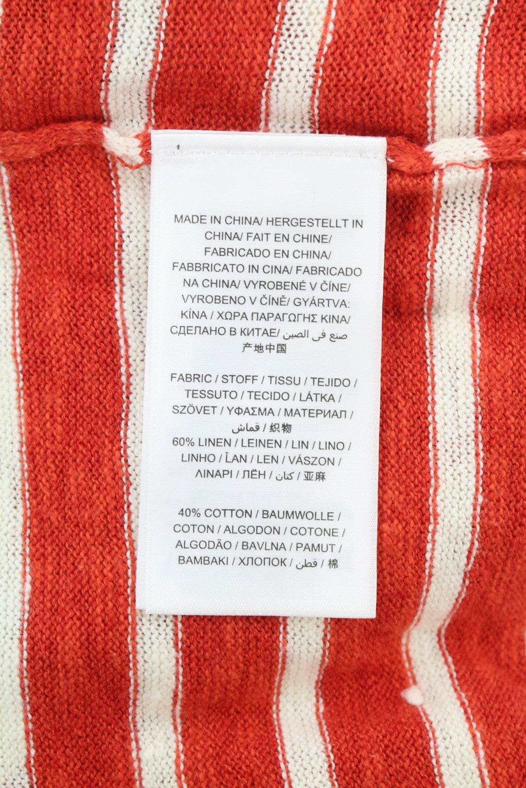 GANT Breton Stripe Crew Women Jumper XS Blood Orange Linen Blend Knit