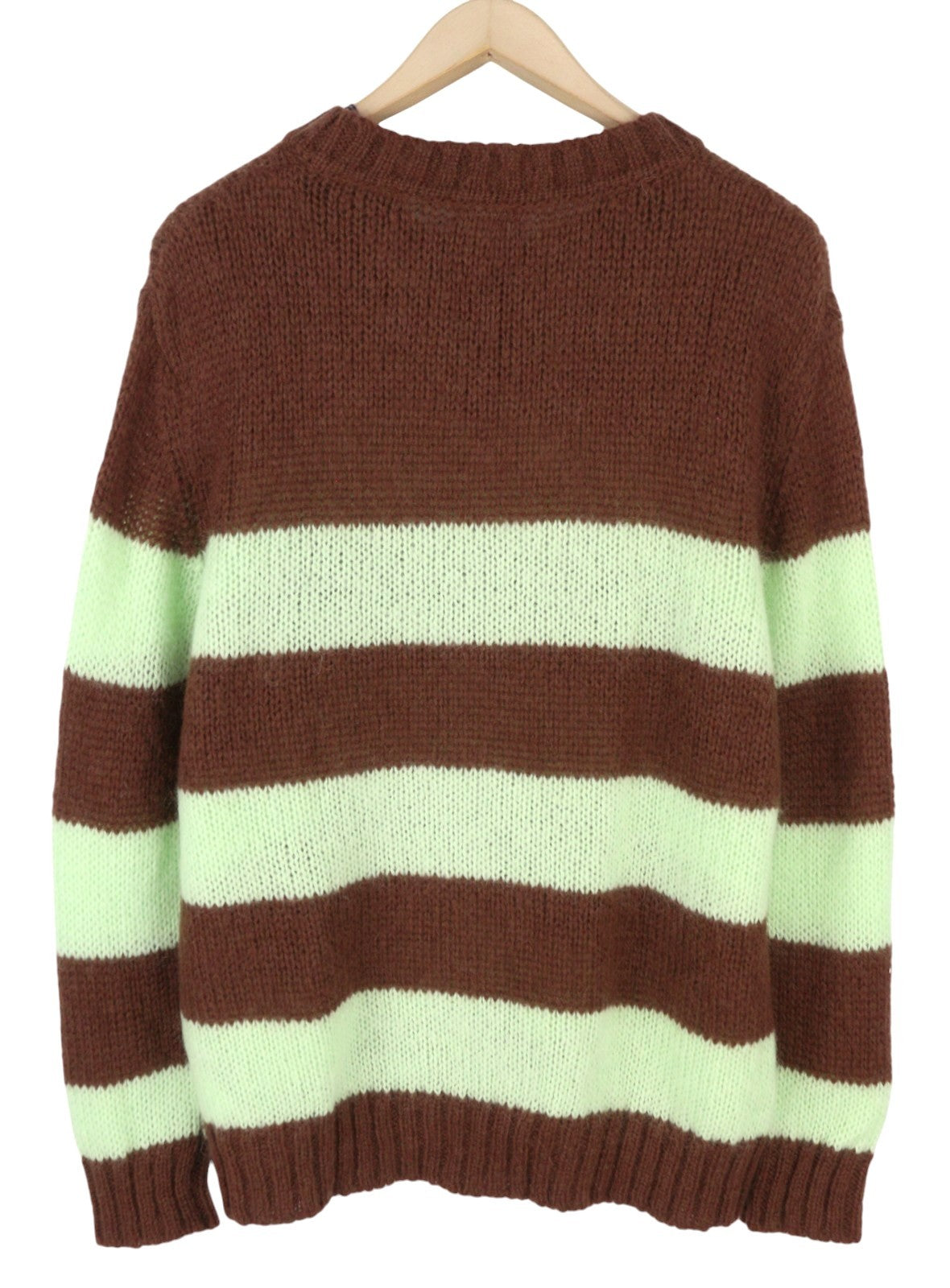GANT Mohair Striped C Neck Women Jumper XL Cocoa Bean Wool Knit Pull On