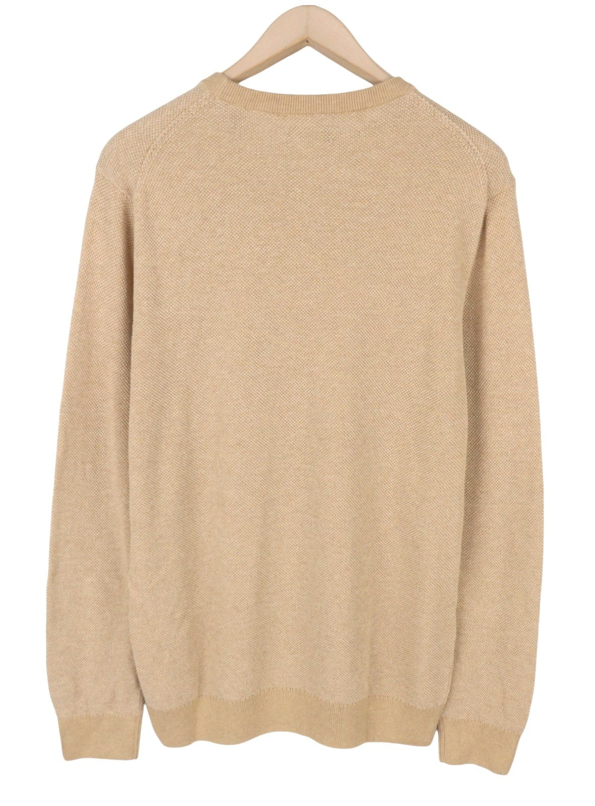 GANT Multi Texture Pique C Neck Men Jumper L Khaki Melange Knit Pull On