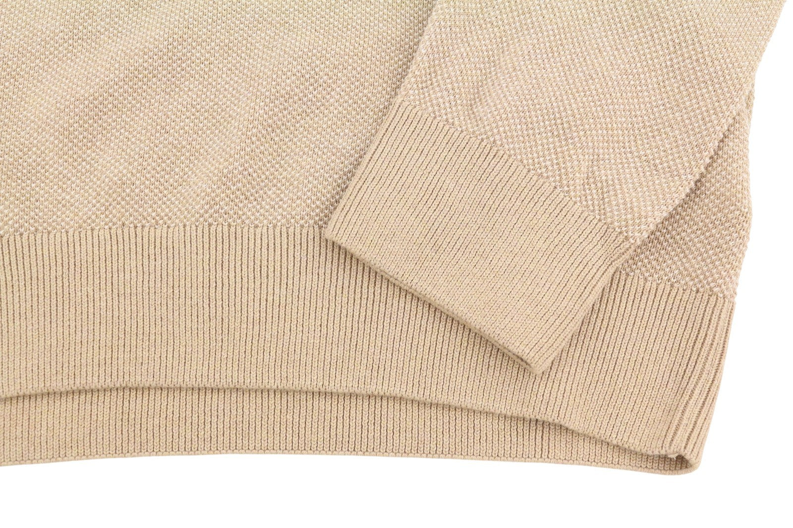 GANT Multi Texture Pique C Neck Men Jumper L Khaki Melange Knit Pull On