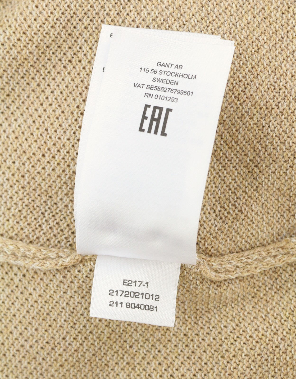GANT Multi Texture Pique C Neck Men Jumper L Khaki Melange Knit Pull On