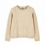GANT Winter Faded Cable Crew Women Jumper 2XL Warm Khaki Wool Knit Pull On
