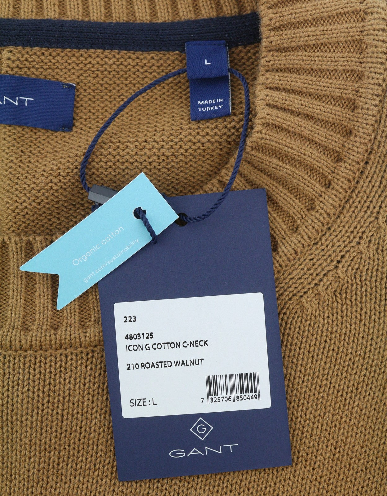 GANT Icon G Cotton C Neck Women Jumper L Roasted Walnut Knit Pull On