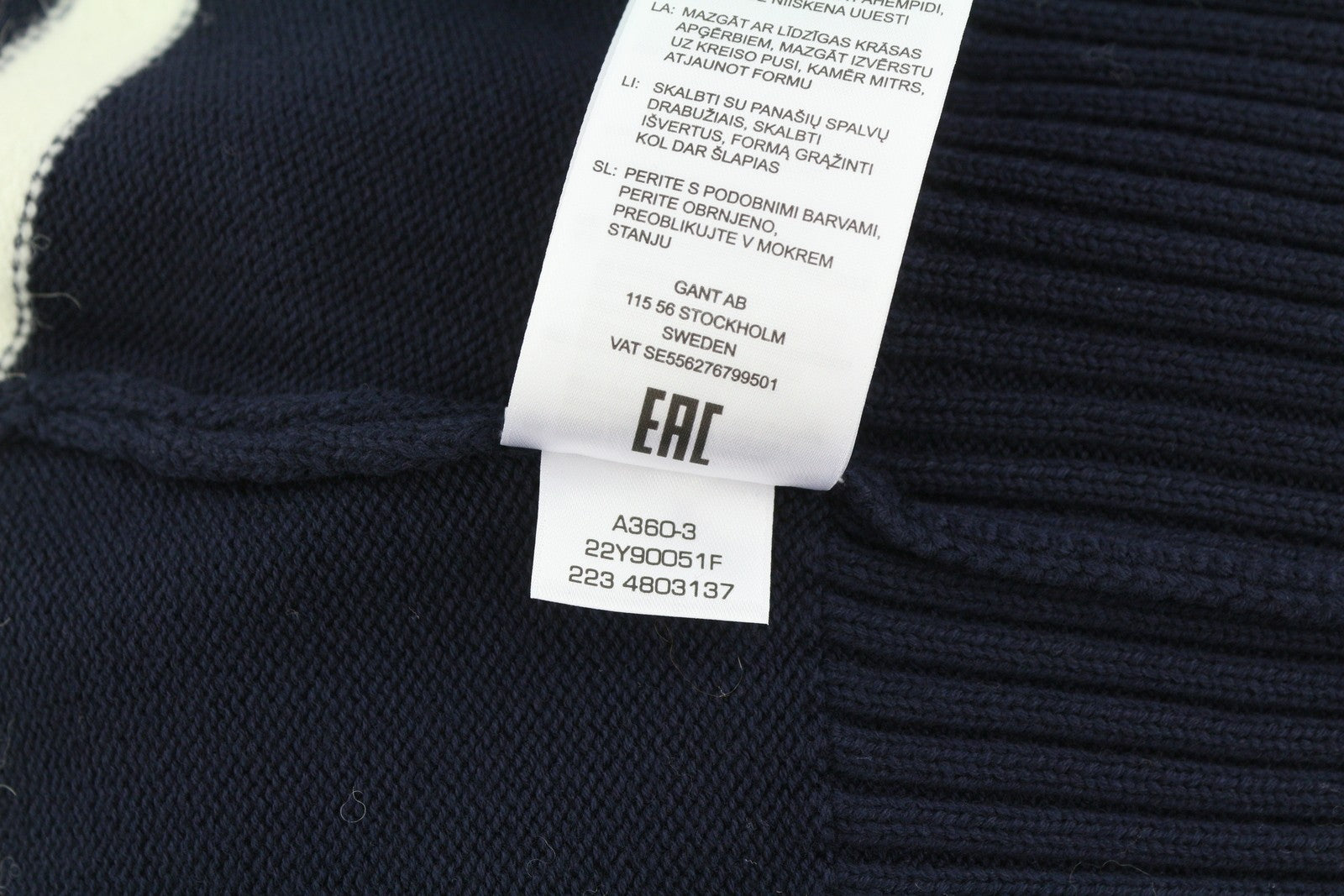 GANT Block Striped C Neck Women Jumper 2XL Evening Blue Alpaca Blend Knit