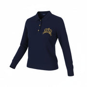 GANT Crown Embroidered Polo Pique Women Jumper XL Evening Blue Logo Polo