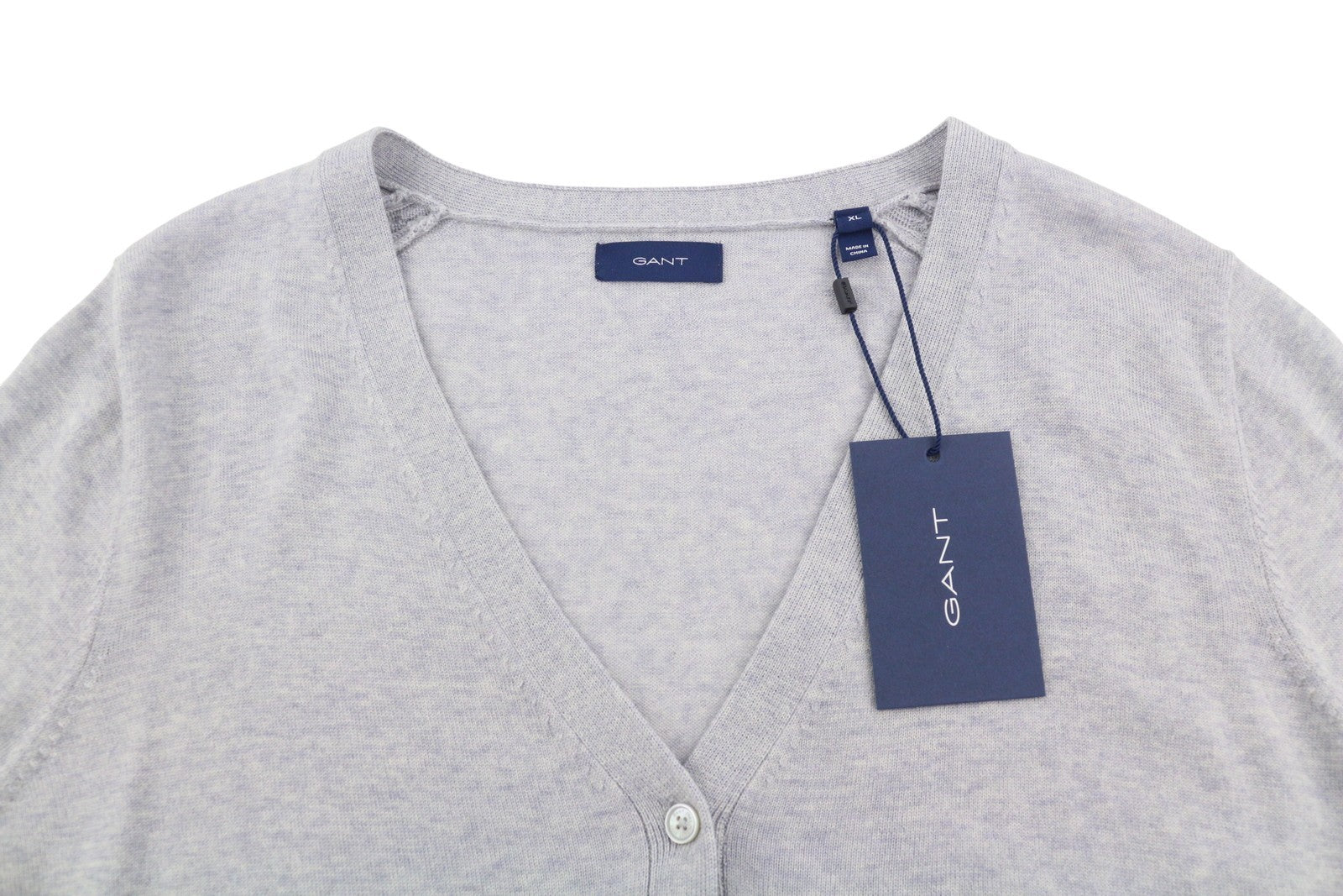 GANT Washable Merino Cardigan Women Jumper XL Light Grey Button Knit