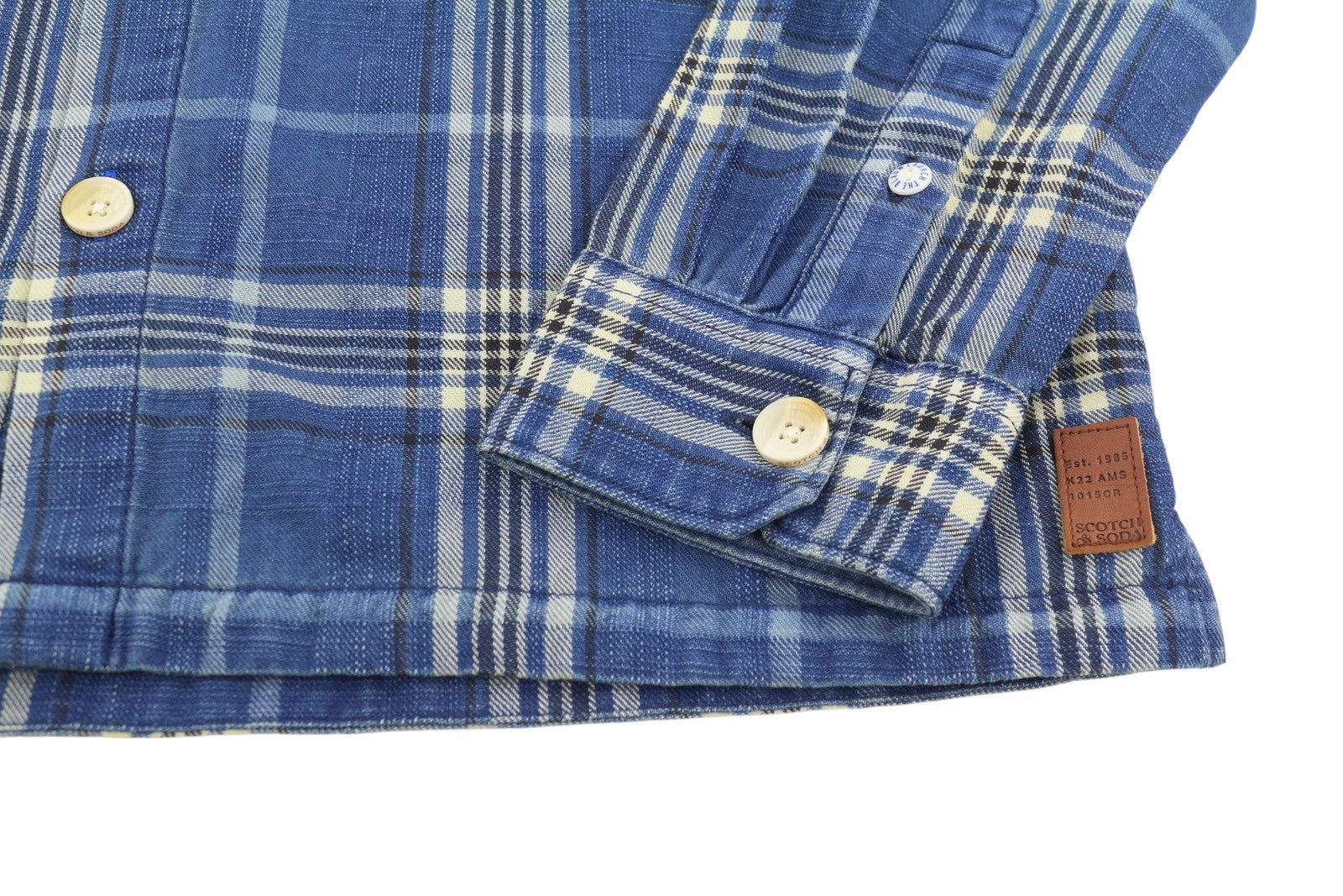 SCOTCH & SODA Men Jacket M Blue Plaid Button-Up Lightweight Overshirt
