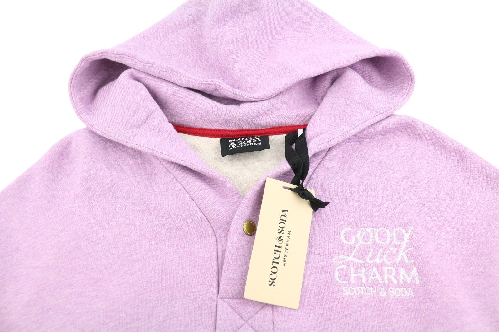 SCOTCH & SODA Men Hoodie M Purple Melange Oversized Kangaroo Pocket Pull On
