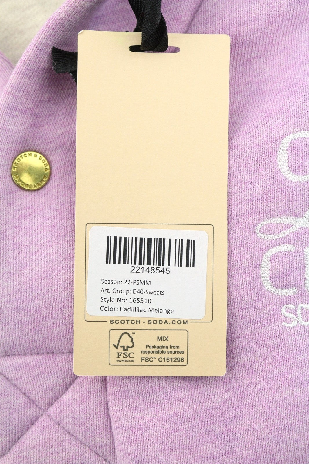 SCOTCH & SODA Men Hoodie M Purple Melange Oversized Kangaroo Pocket Pull On