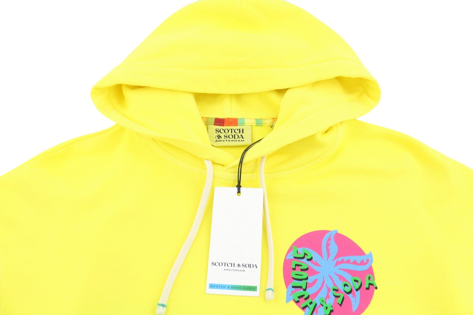 SCOTCH & SODA Men Hoodie M Yellow Organic Kangaroo Pocket Pull On