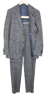 SUITSUPPLY Havana Men's Suit UK38R Grey Glen Check Wool-Silk Slim 2Pc