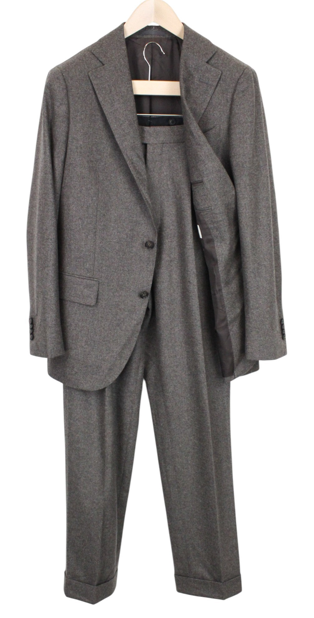 SUITSUPPLY La Spalla Men's Suit UK40R Brown Pure Wool Slim 2Pc Formal Melange