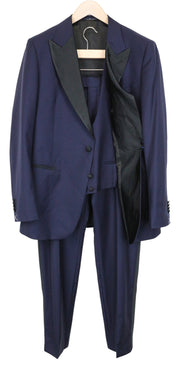 SUITSUPPLY Lazio Tuxedo Men's Suit UK42R Blue Slim S130s Wool 3Pc Peak Lapel