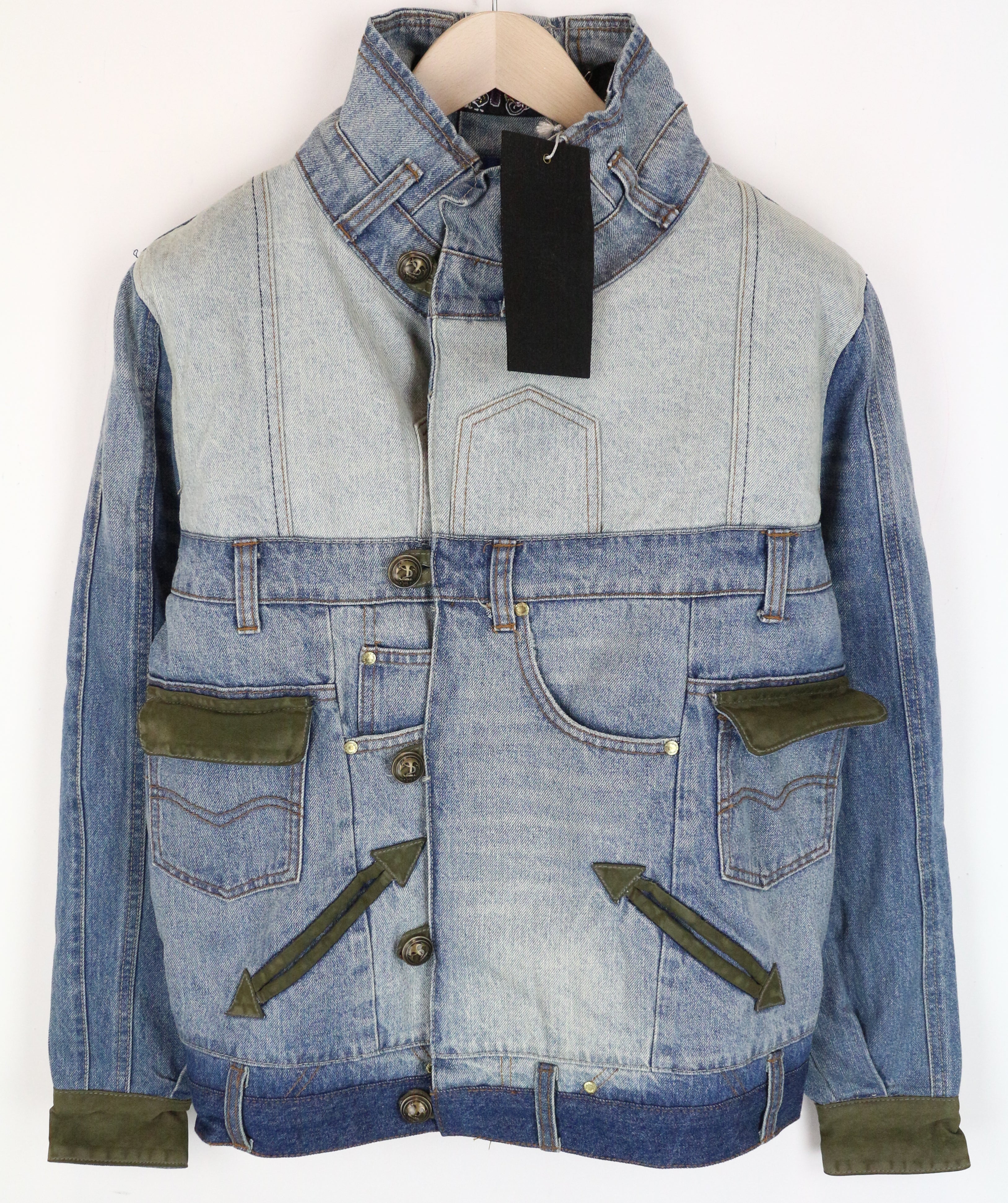 DESIGUAL mėlynas džinsinis švarkelis 38 moteriškas „Geisha Sequins“ su gryna medvilne ir skalbtos išvaizdos blizgučiais 