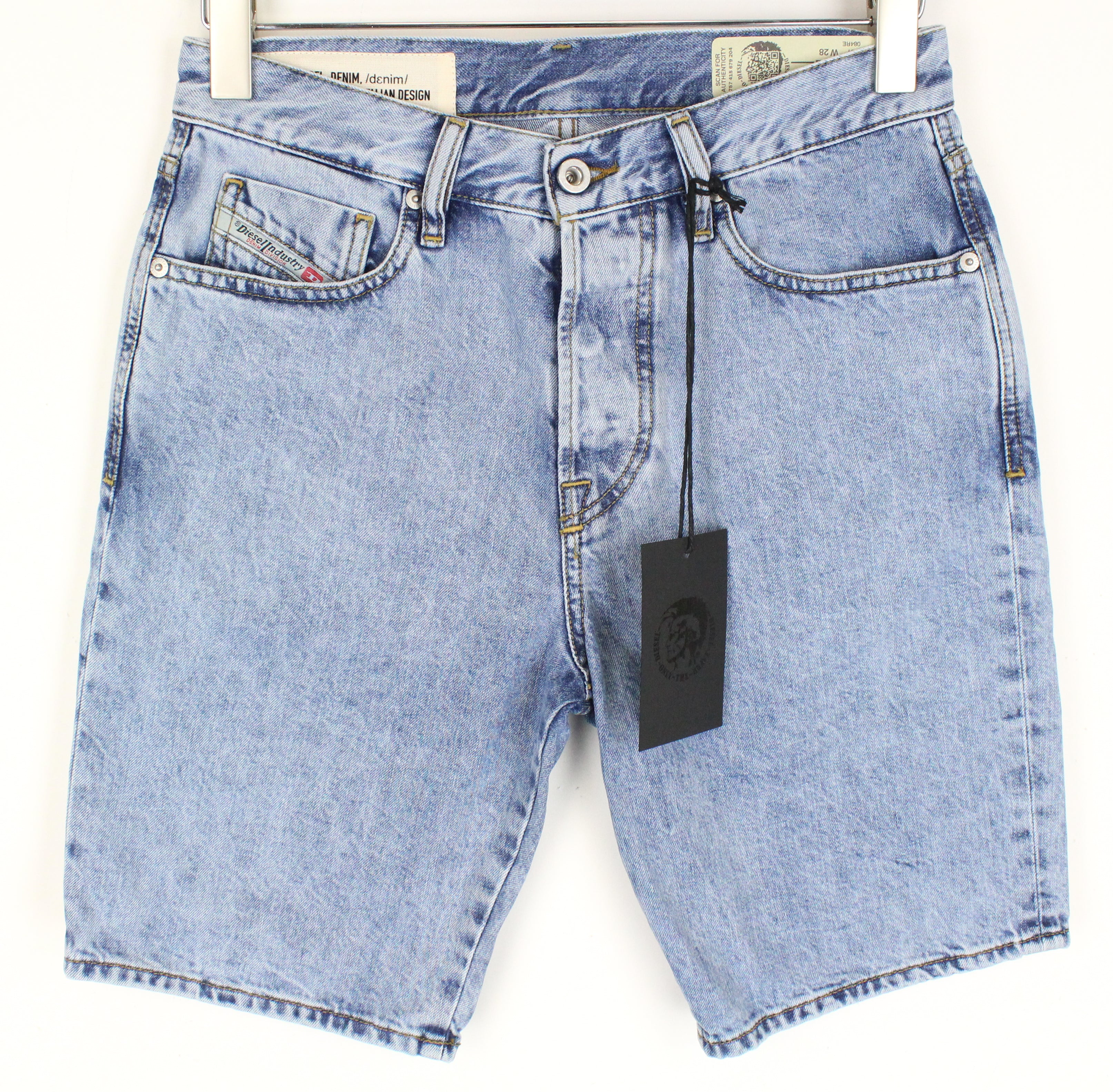 DIESEL D-Mirk 084RE Men's Shorts W28 Light Blue Washed Cotton Slim Fit Denim