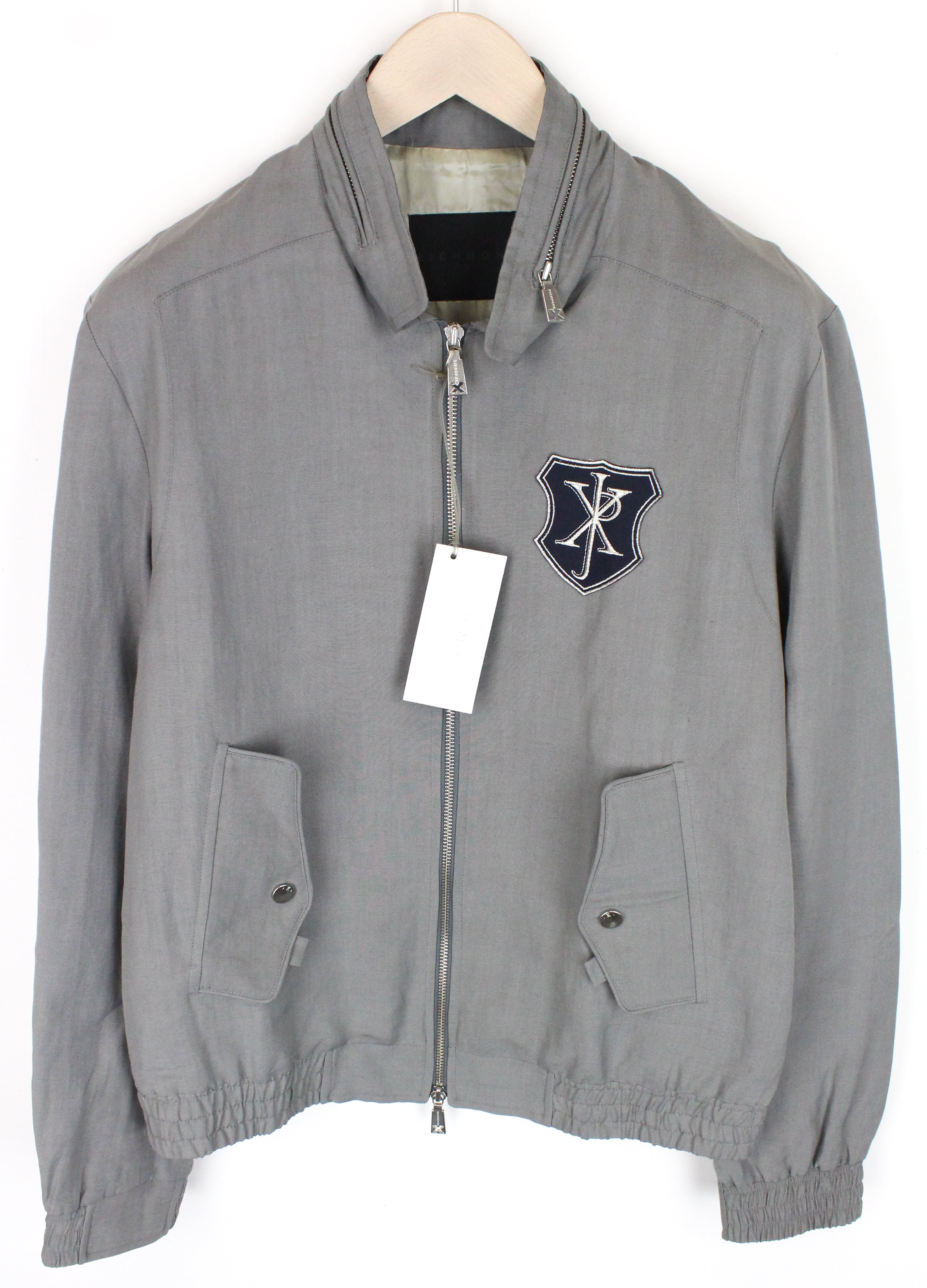 RICHMOND vyriška striukė 48 pilka, lininio audinio pamušalu, vieneilė, ilgomis rankovėmis 