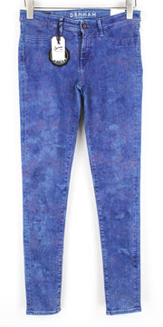 DENHAM Spray W28/L32 moteriškos tamprios mėlynos džinsinės kelnės, skalbtos, itin aptemptos 