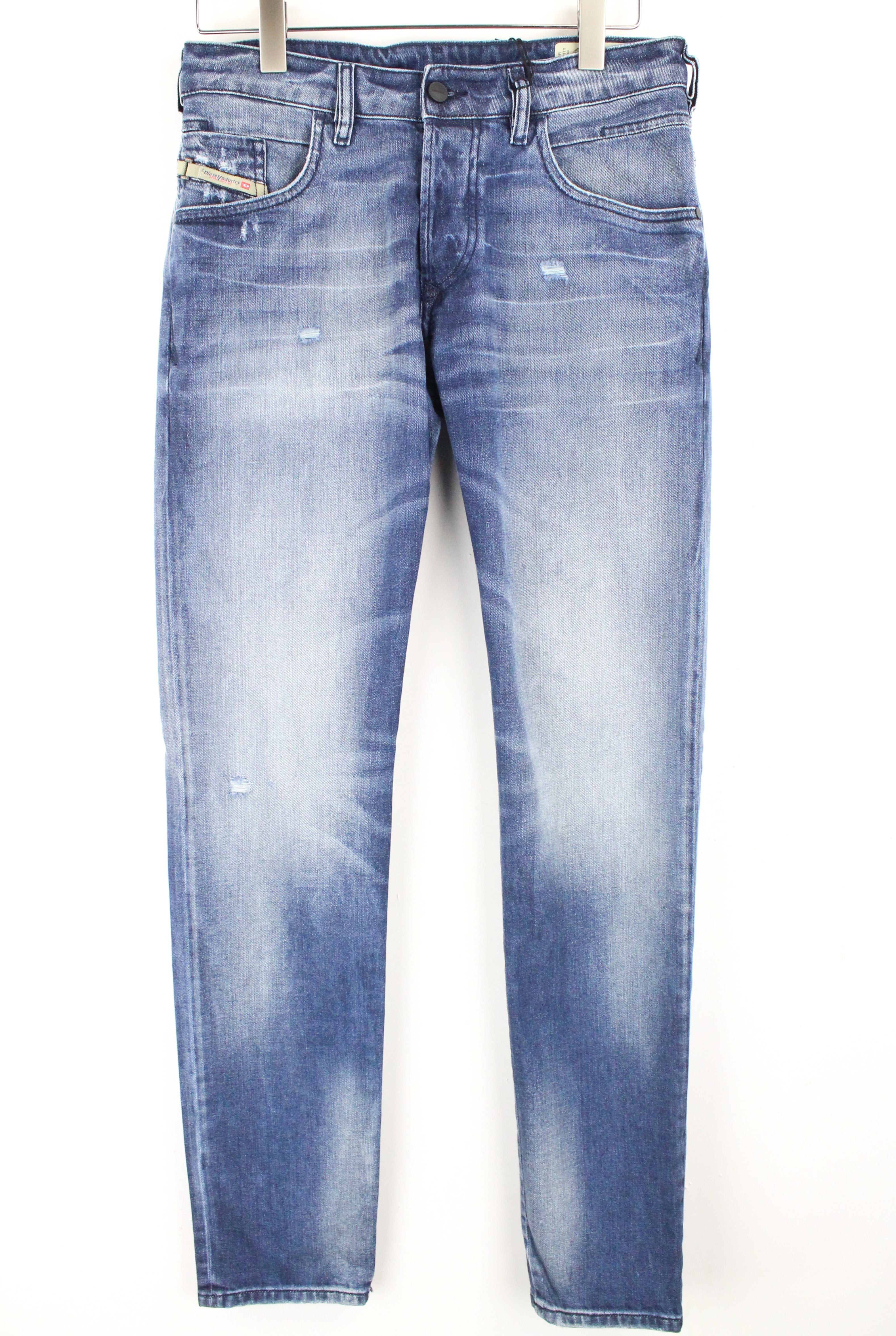 DIESEL D-Bazer 084DD vyriški džinsai W29/L34 siaurėjantys, tamprūs, skalbtos medvilnės, mėlynos spalvos 