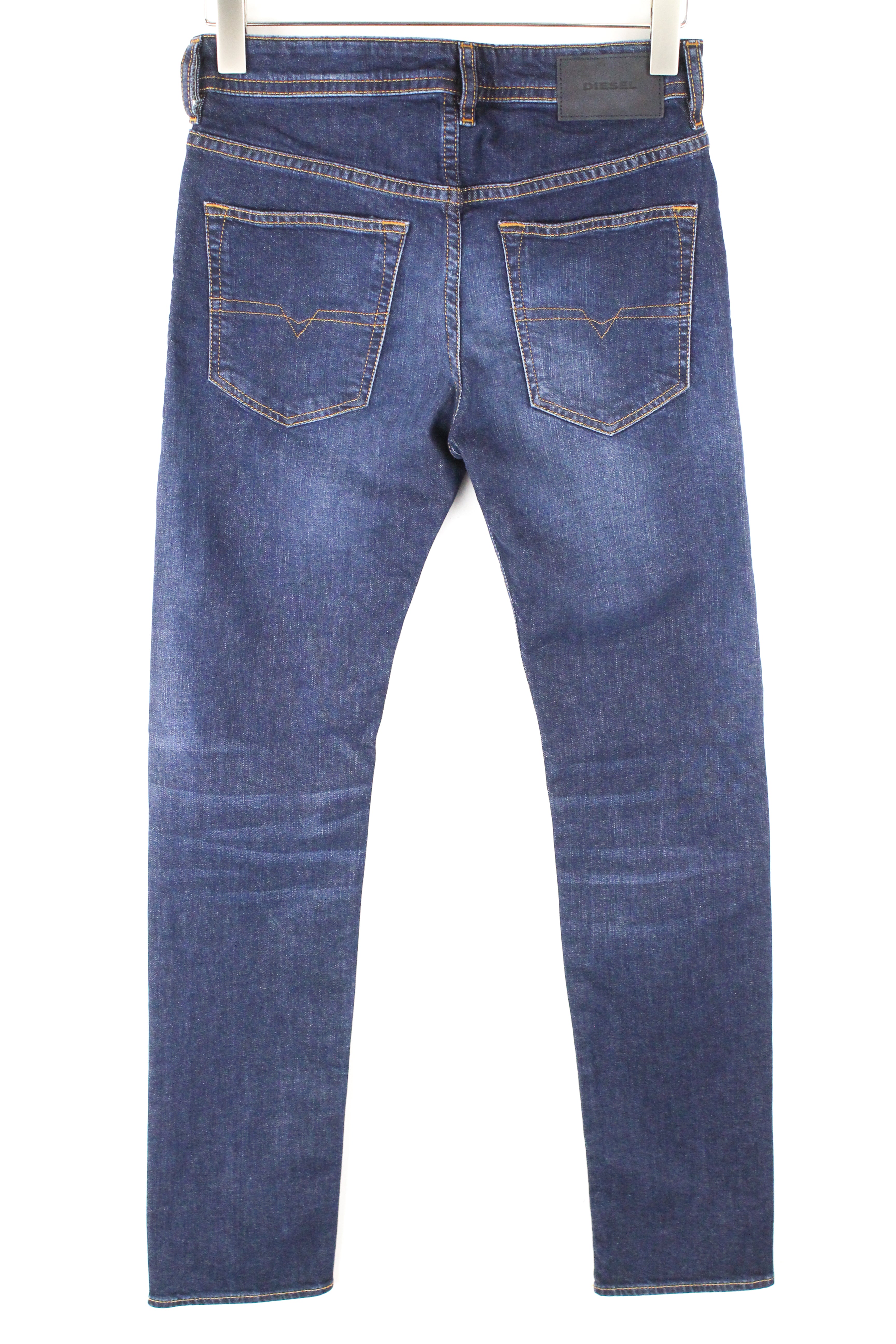 DIESEL Buster 084XH vyriški džinsai W27 L32 Slim Taper Fit medvilniniai mėlyni skalbto džinso rašto džinsai 